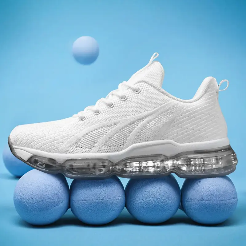 Women's Sporty Solid RoundToe Laces Trainers, Fashionable Lace UpFront Mesh Breathable Comfortable Sports Running Shoes, Casu...