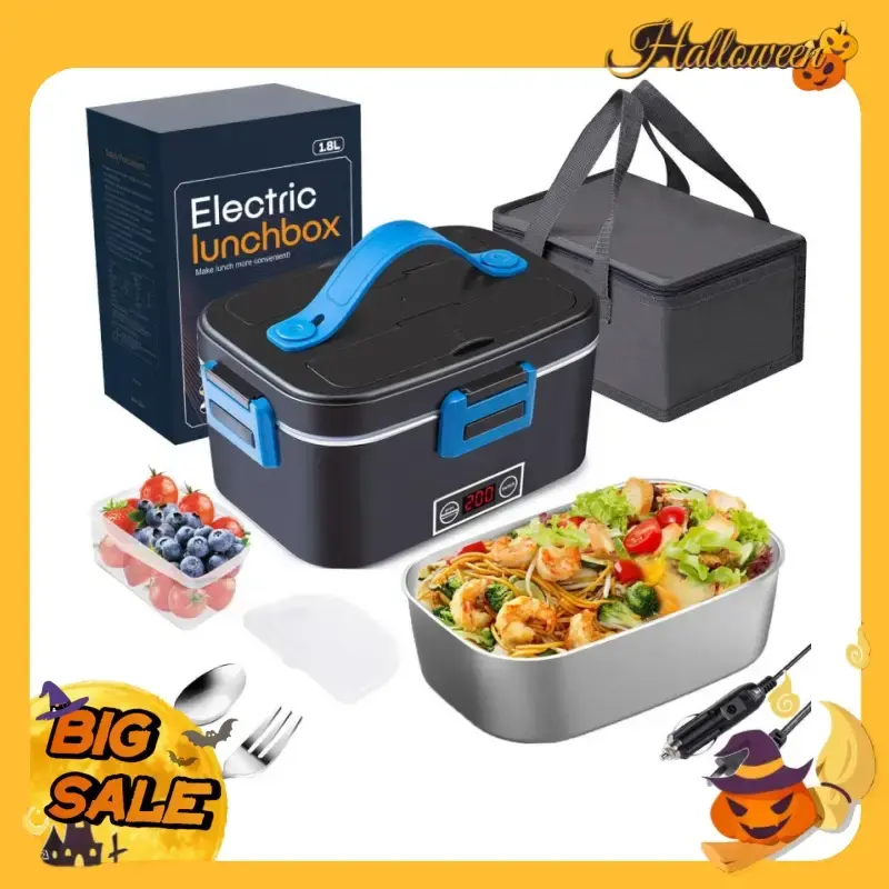 Electric Lunch Box for Adults, 60-80W Heated Lunch Box Portable Food Warmer Lunch Box for Work/Men/Car/Truck with 1.8L 304 St...