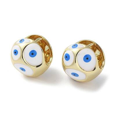 Round with Evil Eye Enamel Hook Earrings
