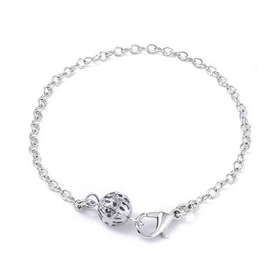 Iron Hollow Round Link Bracelet with Brass Cable Chain for Men Women