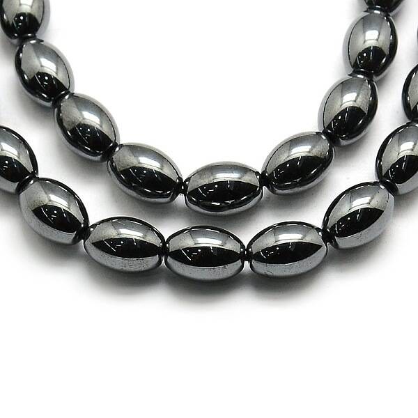 Non-magnetic Synthetic Hematite Oval Beads Strands