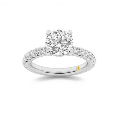 Embers Three Quarter Coverage Hidden Halo Round Lab Grown Diamond Engagement Ring | 10K White Gold 3 3/8 CT. TW.