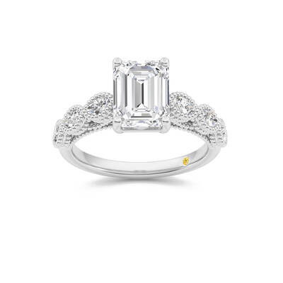 Lhasa Emerald Cut Lab Grown Diamond Engagement Ring | 10K White Gold 4 3/4 CT. TW.