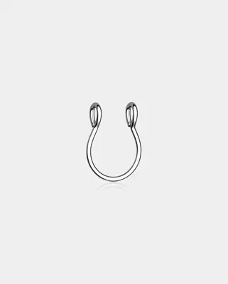 Faux Adjustable Clip On Septum Ring - Silver