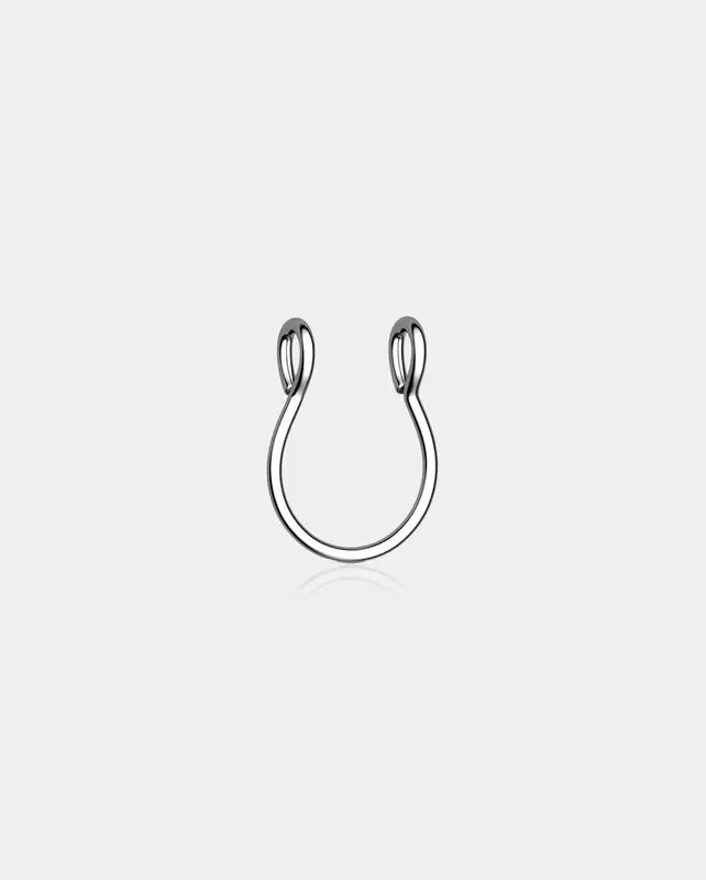 Faux Adjustable Clip On Septum Ring - Silver