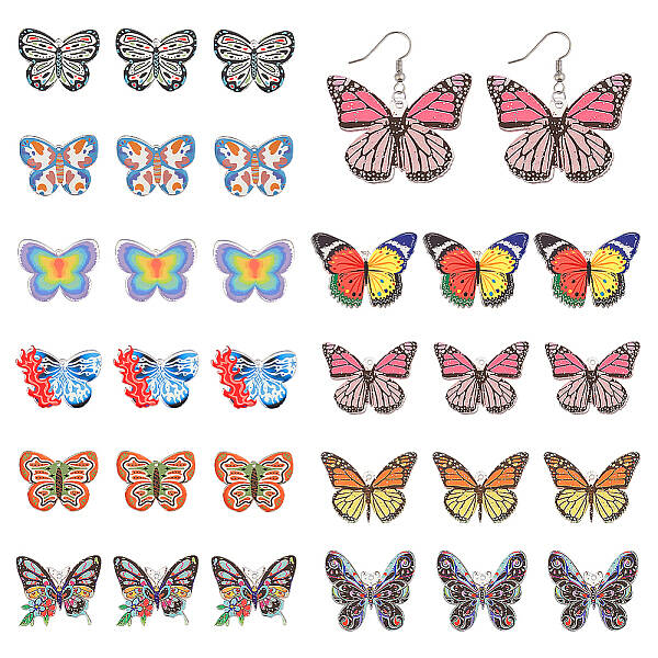 30Pcs 10 Styles Printed Acrylic Pendants