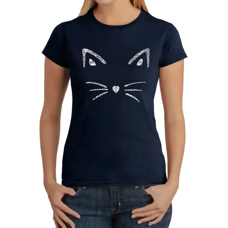 Whiskers - Women's Word Art T-Shirt - Grey - Medium