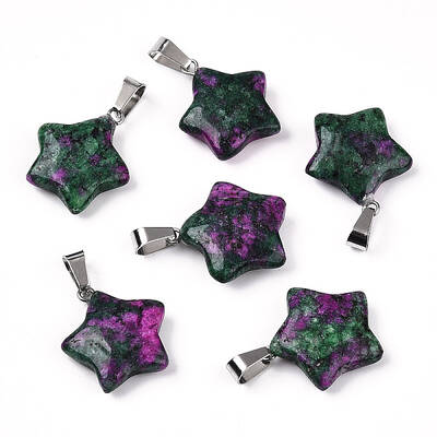 Star Dyed Natural Ruby in Zoisite Pendants