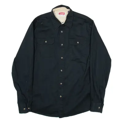 WRANGLER Mens Plain Shirt Black Long Sleeve M