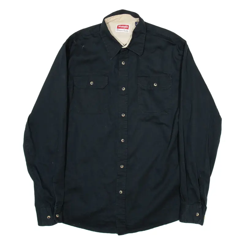 WRANGLER Mens Plain Shirt Black Long Sleeve M