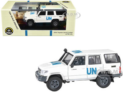 2014 Toyota Land Cruiser LC76 White United Nations 1/64 Diecast Model Car by Paragon Models