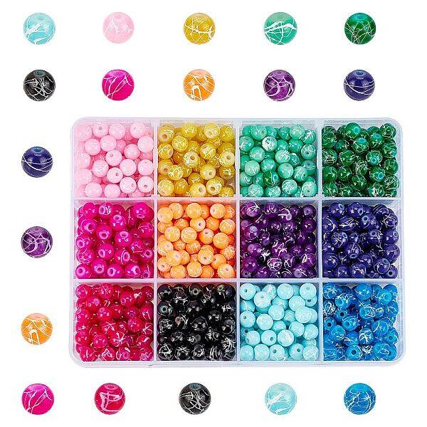720Pcs 12 Colors Drawbench Glass Beads Strands