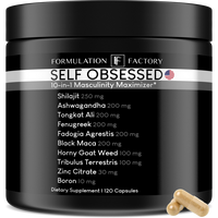 Formulation Factory Self Obsessed 10-in-1 Masculinity Maximizer Supplement for Men, 2-Month Supply, Shilajit Ashwagandha Tong...