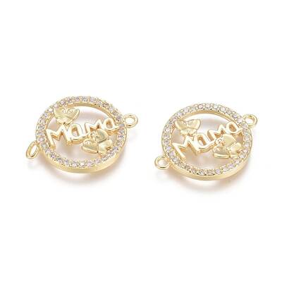 Brass Micro Pave Clear Cubic Zirconia Links connectors