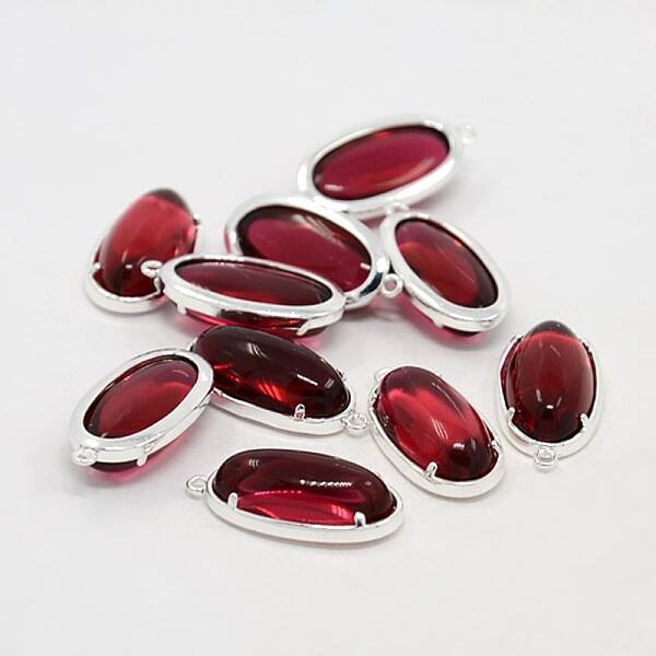 Silver Color Plated Brass Glass Pendants