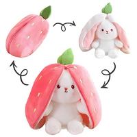 Cute Strawberry Rabbit Design Plush Toy, 1 Count Creative Doll Birthday Gift, Stuffed Animal Sleeping Pillow, Festival Decora...