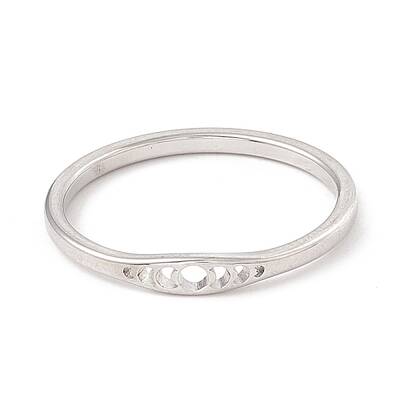 201 Stainless Steel Moon Phase Finger Ring for Women