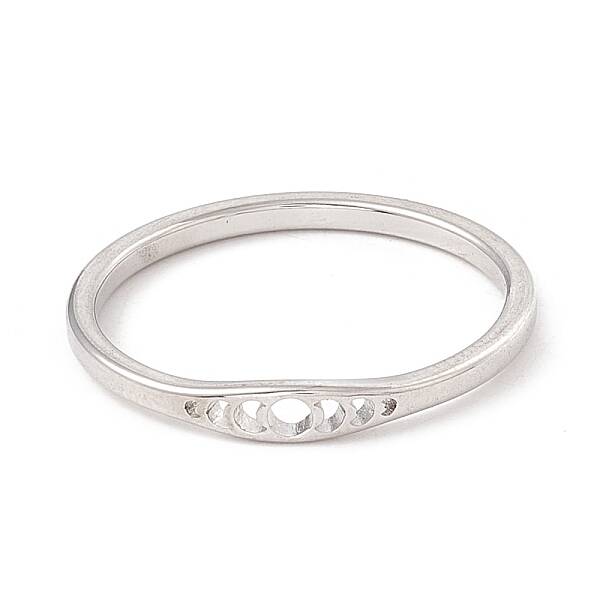 201 Stainless Steel Moon Phase Finger Ring for Women