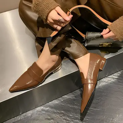 CHIKO Bobbi-Jo Pointy Toe Block Heels Loafers Shoes