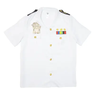 Ship Captain Fancy Dress Mens Plain Shirt White S