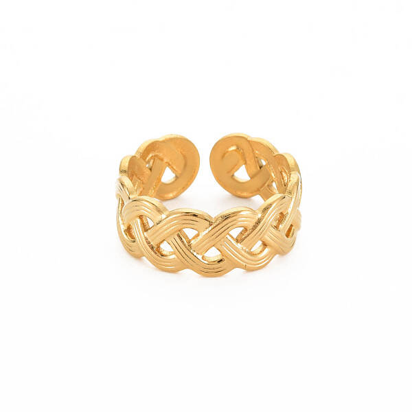 Ion Plating(IP) 304 Stainless Steel Wave Wrap Open Cuff Ring for Women