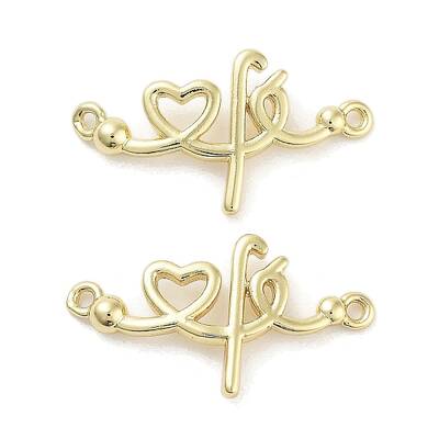Rack Plating Brass Heart Connector Charms