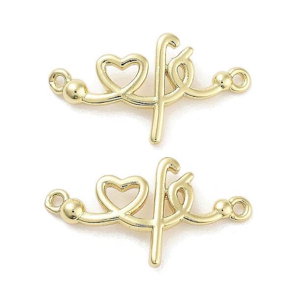 Rack Plating Brass Heart Connector Charms