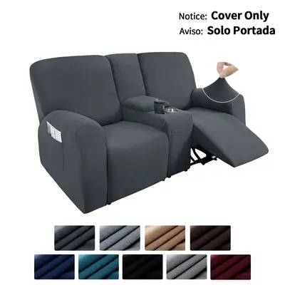 Easy-Going Recliner Loveseat Cover, Cover Only, Cover With Center Console Sofa Slipcover Soft Fitted Fleece 2 Seats Couch wit...