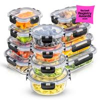 JoyJolt JoyFul 24pc (12 Airtight, Freezer Safe Food Storage Containers and 12 Lids), Pantry Kitchen Storage Containers, Glass...