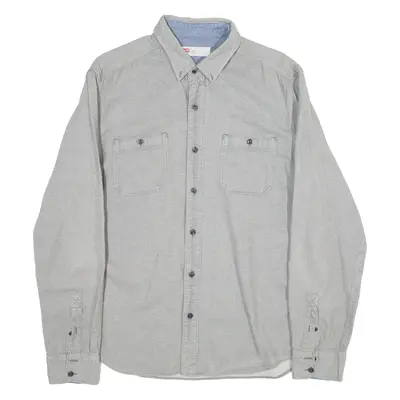 LEVI'S Standard Fit Mens Flannel Shirt Grey Long Sleeve L