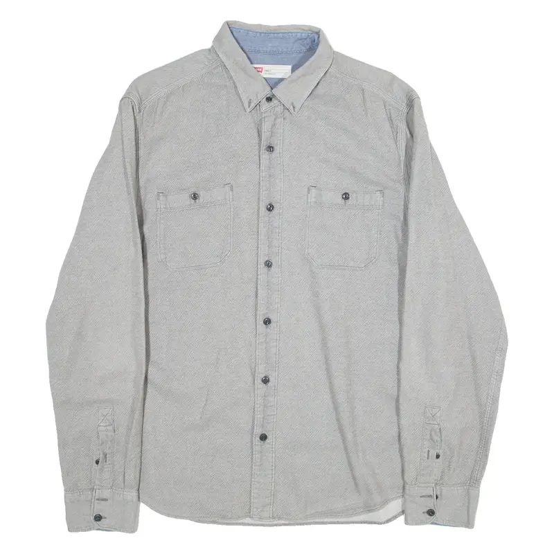 LEVI'S Standard Fit Mens Flannel Shirt Grey Long Sleeve L