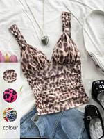 Women's Leopard Print Ruched Tank Top, Casual Sleeveless Strap Top for Summer, Ladies Clothes for Daily Wear, Womenswear, Boh...