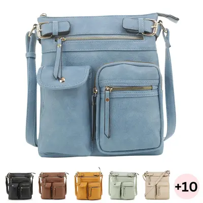 SG SUGU Katie Medium Multi Pocket Crossbody Bag with Plus Size Friendly Adjustable Strap