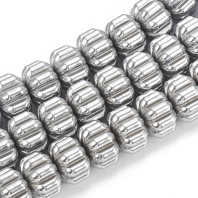 Electroplate Non-magnetic Synthetic Hematite Corrugated Beads Strands