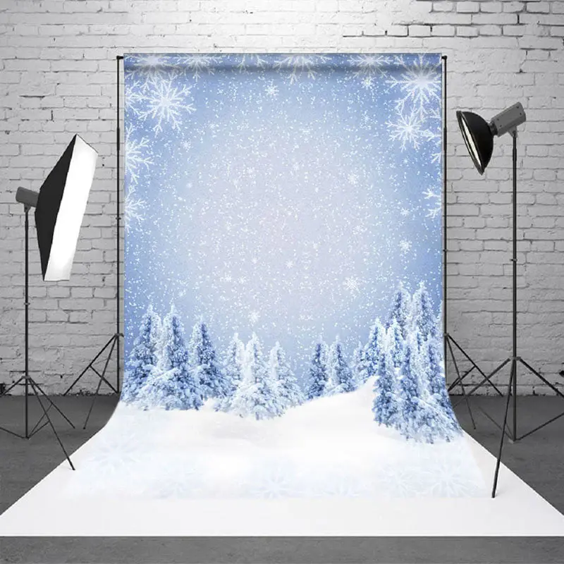 Aperturee Bokeh Silver Snowflake Cedar Winter Sweep Backdrop - Aperturee