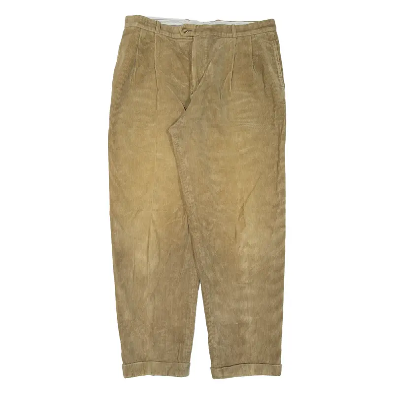 CYRILLUS Mens Corduroy Trousers Beige Loose Tapered W36 L30