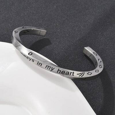 Viking Word Always in My Heart 304 Stainless Steel Enamel Cuff Bangles for Women