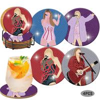 Pop Star Diamond Painting Coasters Kits for Adults & Kids - 4PCS with Holder, Includes Metal Set for Art Craft Supplies - Tab...