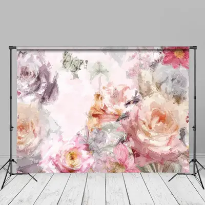 Oil Painting Butterfly Floral Fine Art Photo Backdrop - Aperturee