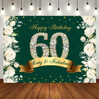 Aperturee Sixty Fabulous Floral Glitter Birthday Backdrop
