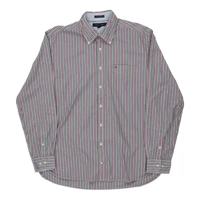 Tommy Hilfiger Striped Shirt - Large Red Cotton