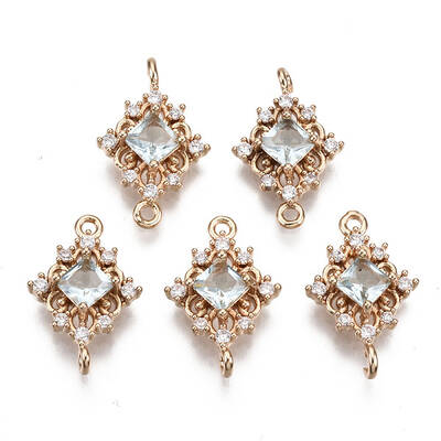 Brass Micro Pave Cubic Zirconia Links Connectors