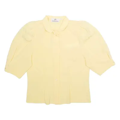 VALENTINE Womens Shirt Yellow Button Neck M