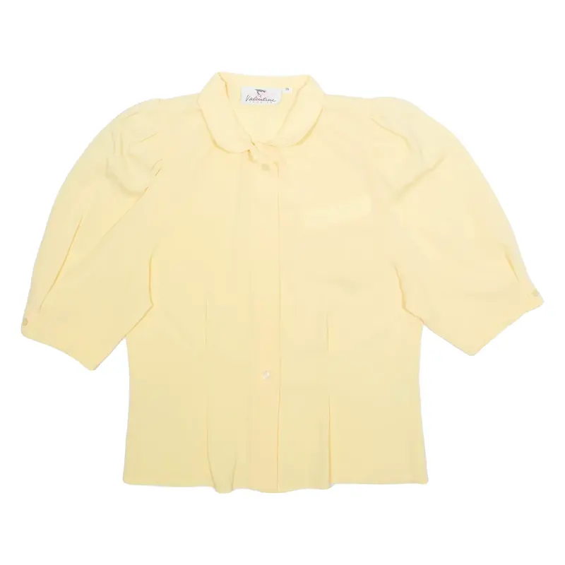 VALENTINE Womens Shirt Yellow Button Neck M
