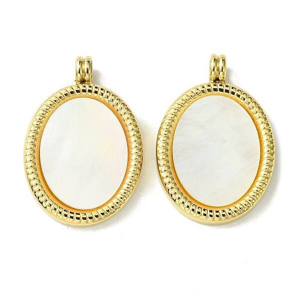Ion Plating(IP) 304 Stainless Steel Pave Shell Pendants