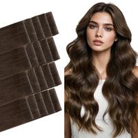 GOO GOO Invisi Edge Tape in Hair Extensions Human Hair, 14inch-24inch 20pcs 50g, Straight Virgin Remy Hair, Seamless Injected...