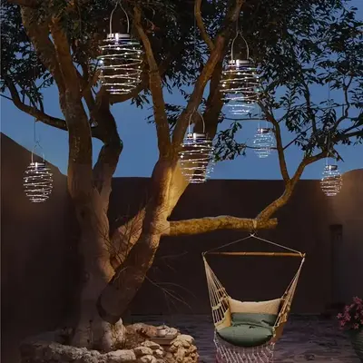 4PCS Solar Spring Lights, LED Home Garden Decorative Lights, Outdoor Lighting Hanging Lights, IP54, Energy-saving Solar Spotl...