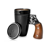 Pukomc Black Cool Revolver Ceramic Mug with Wooden Handle - Perfect Birthday or Retirement surprise 16 oz Drinkware, Coffee&T...