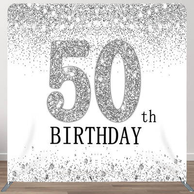 Aperturee Glitter Silver Theme Fabric Backdrop Cover for Birthday - Aperturee