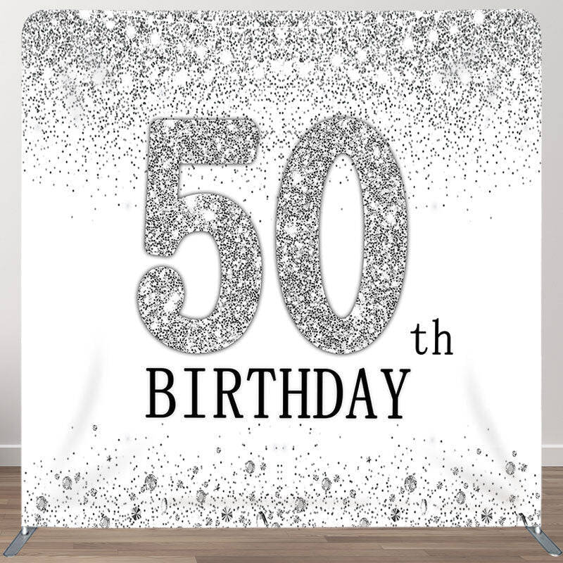 Aperturee Glitter Silver Theme Fabric Backdrop Cover for Birthday - Aperturee